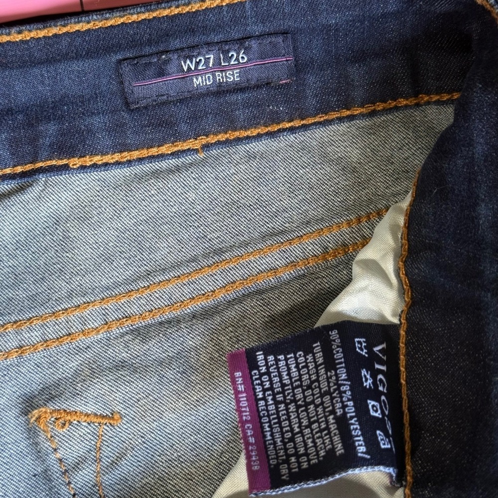 Vigoss Thompson‎ Tomboy Mid Rise Distressed Skinny Jeans Blue W27 L26 - Picture 7 of 12